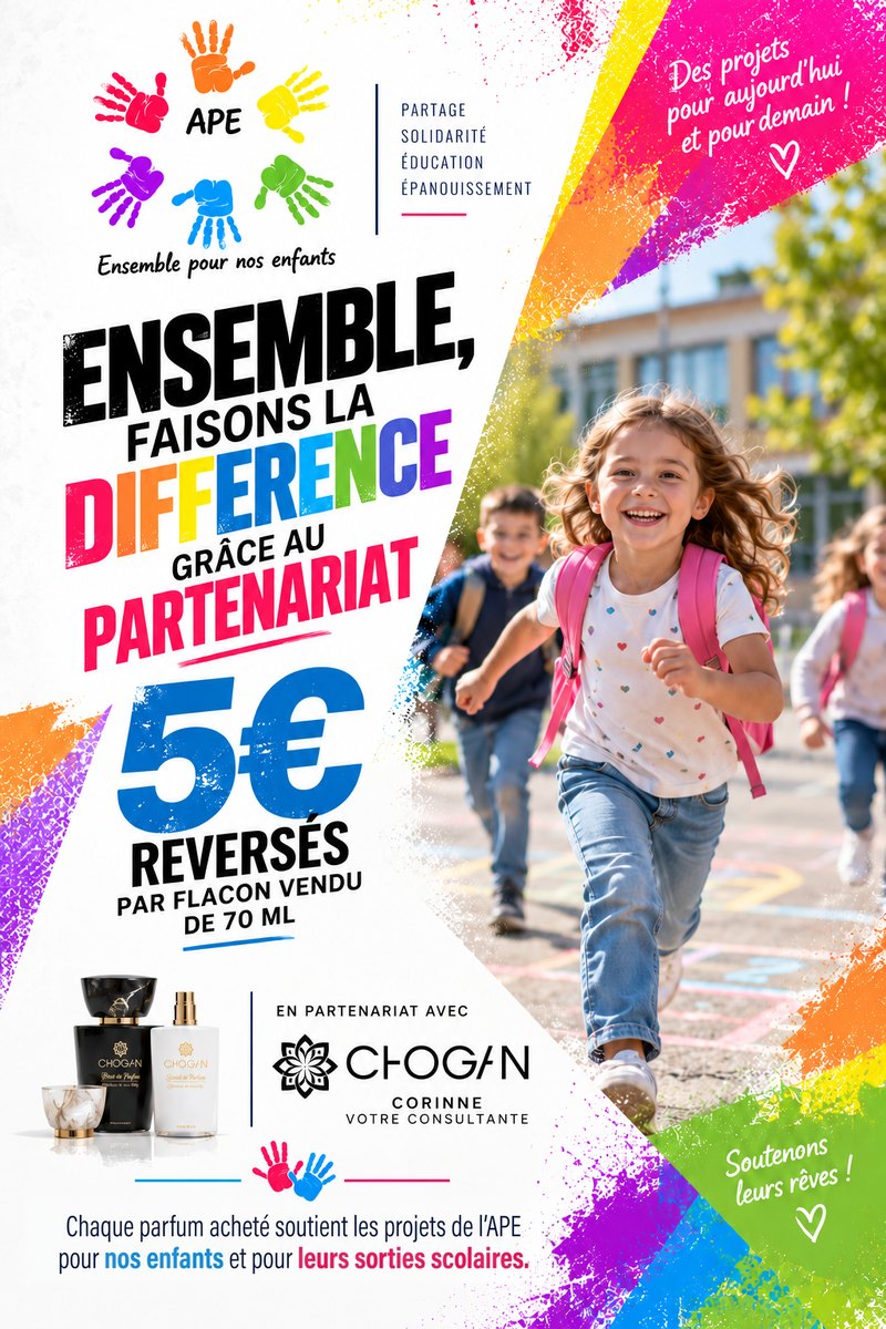 Exemple de flyer personnalisé pour une association de parents d'élèves